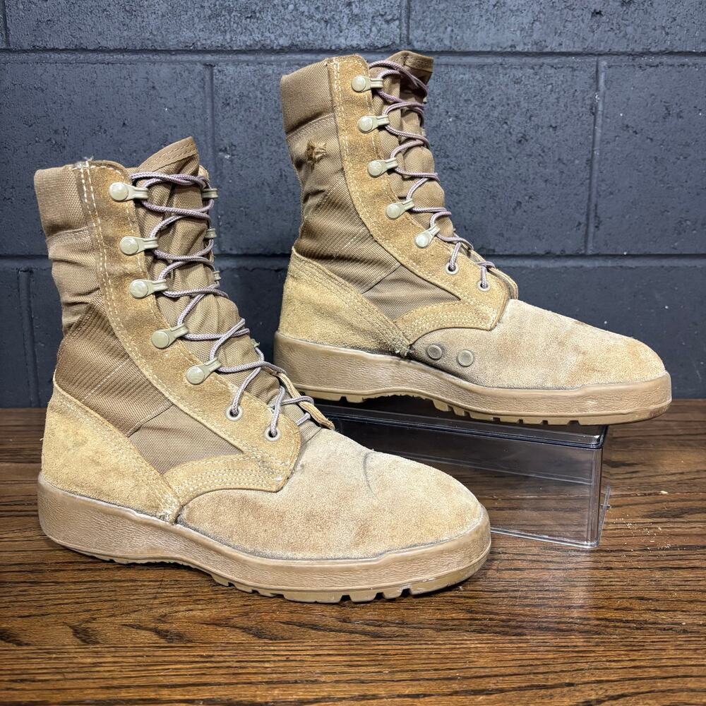 McRae Men’s 8W Tan Suede Military Combat Boots Vibram Tactical Desert Boots